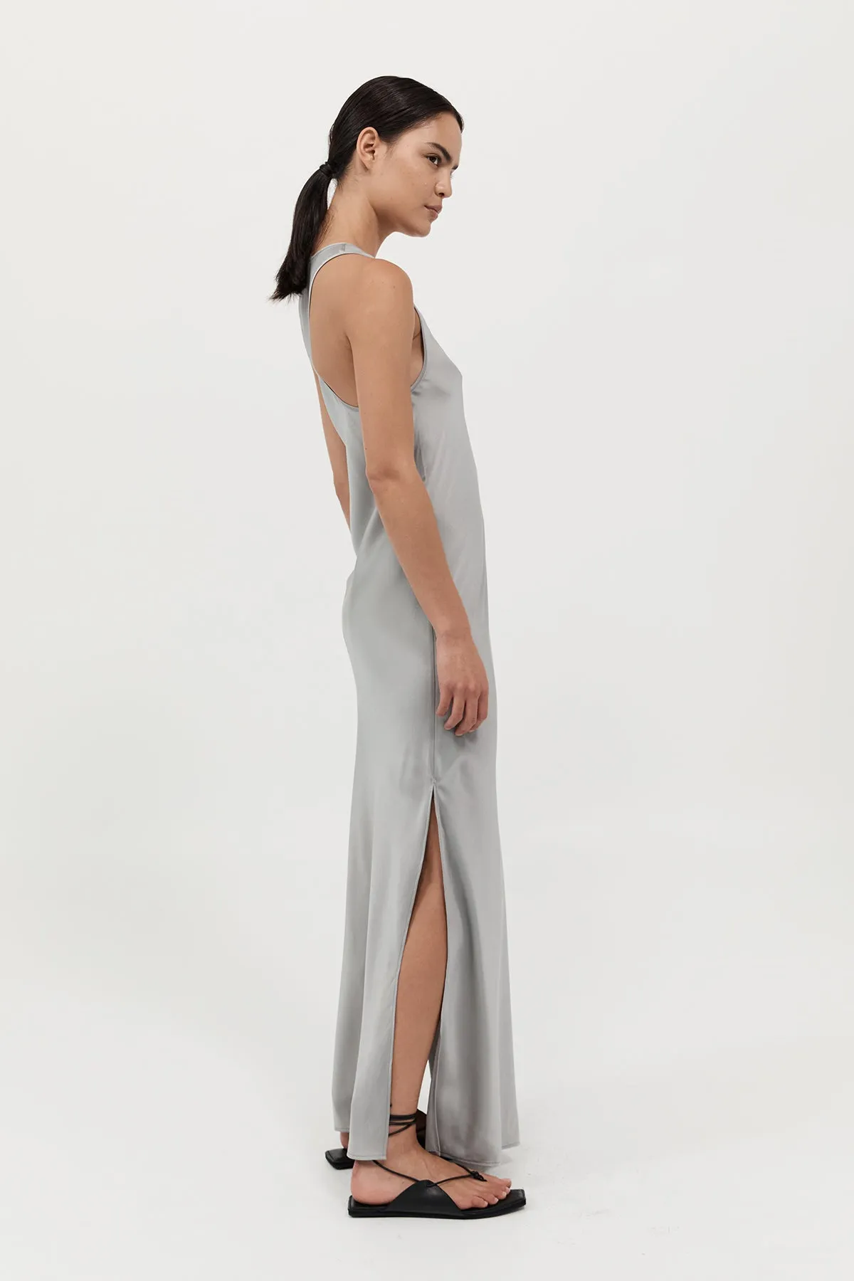 Bias Tank Dress - Silver
