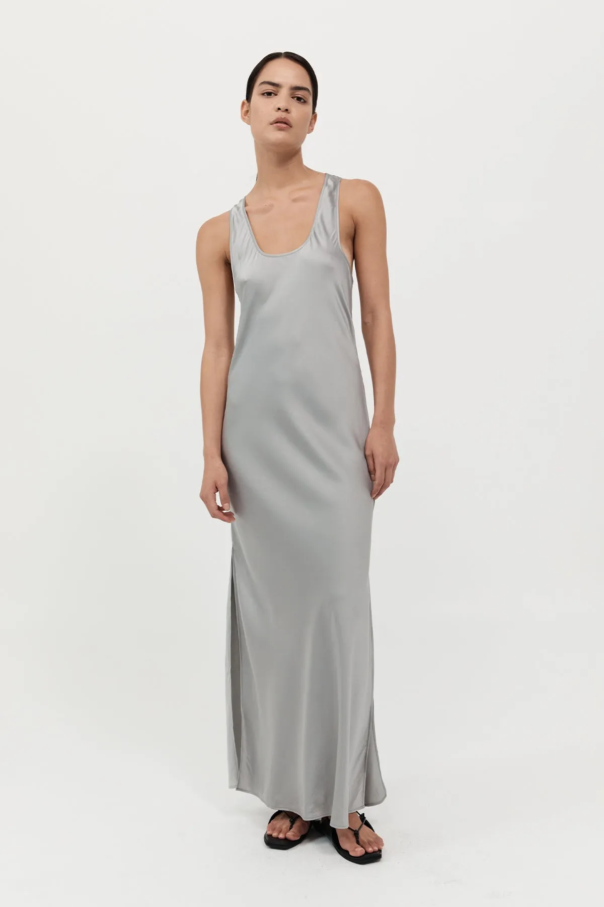 Bias Tank Dress - Silver