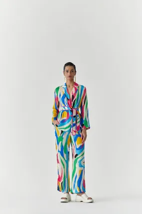Brush Stroke Blazer Shirt And Trousers Co-Ord