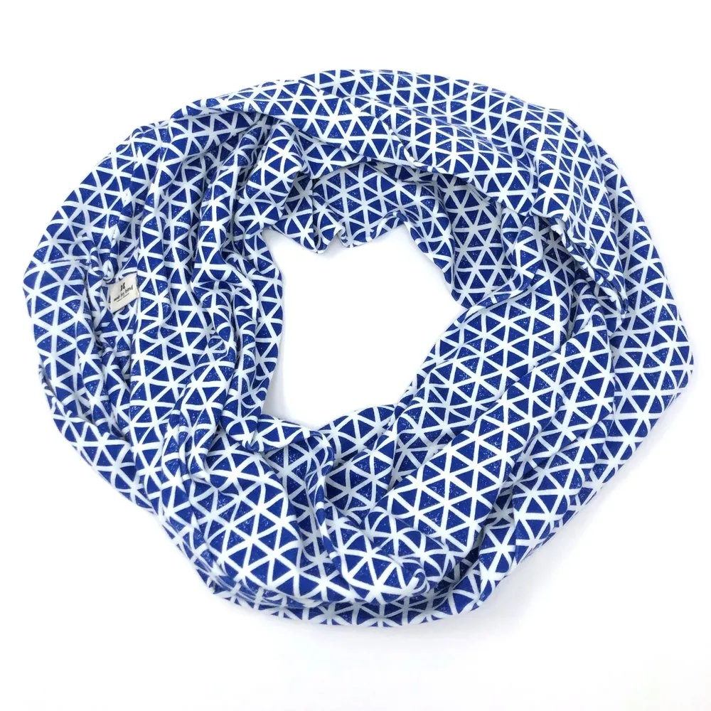 Infinity Scarf Blue Triangles Knit