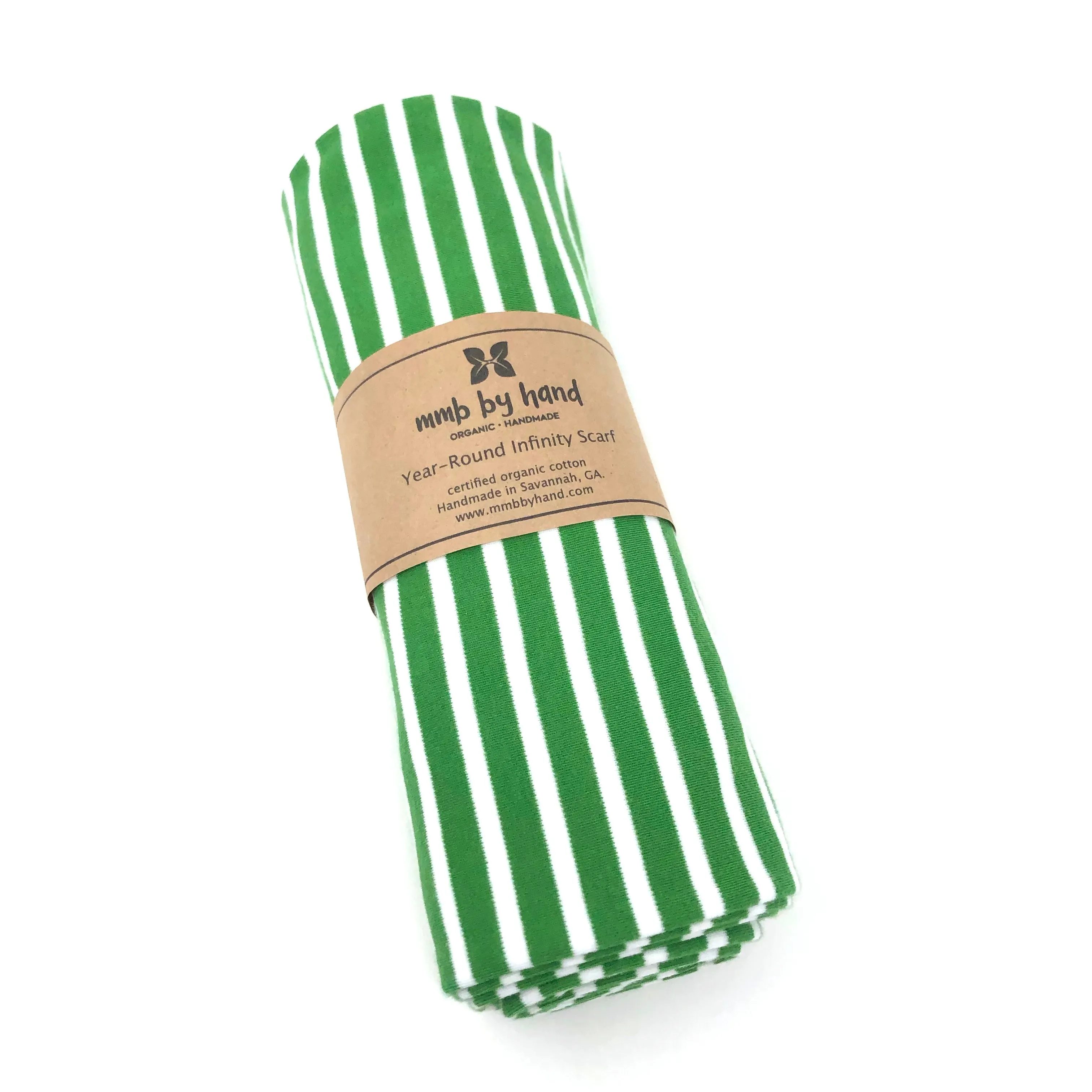 Infinity Scarf Green Stripes Knit