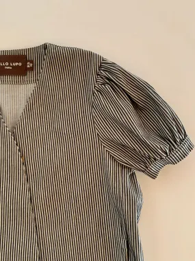 Kimono Ballon Jacket - Black White Stripe