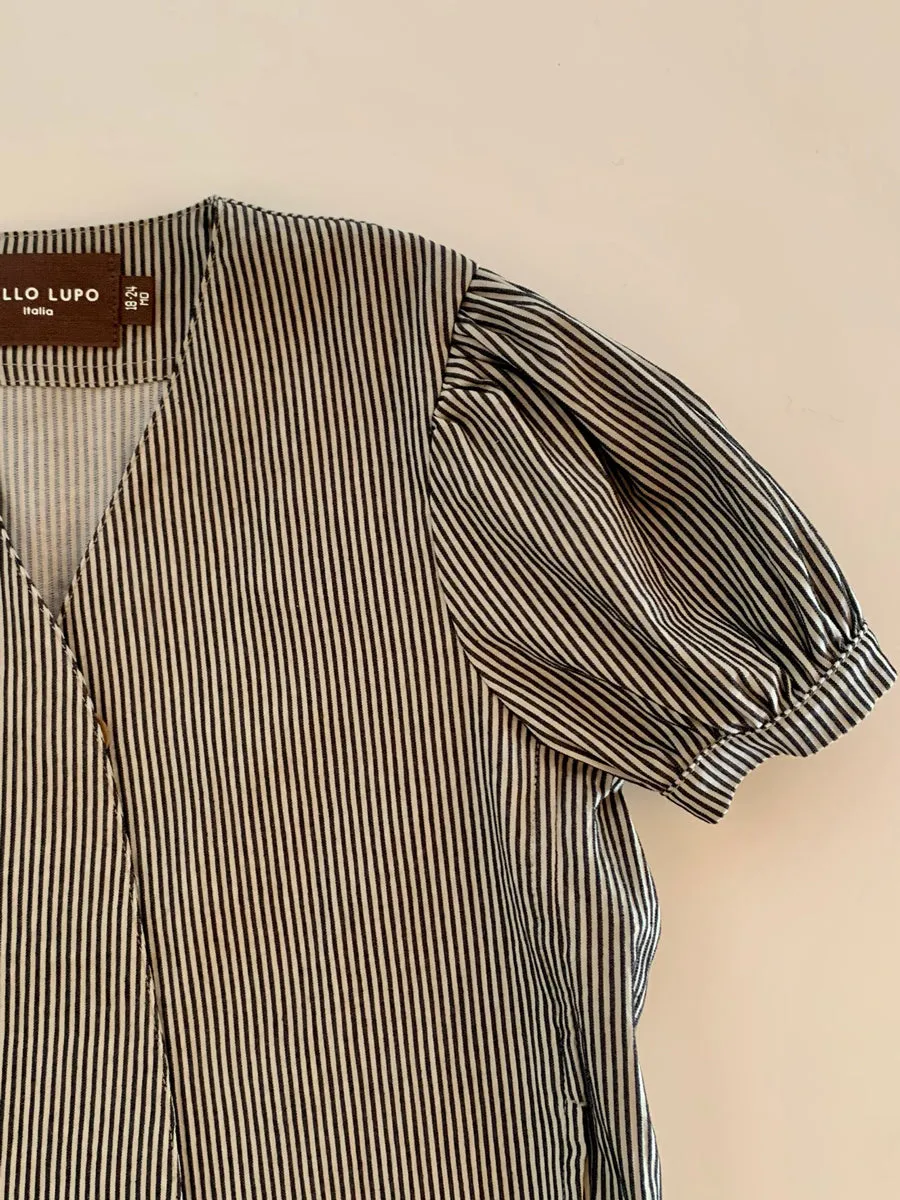 Kimono Ballon Jacket - Black White Stripe