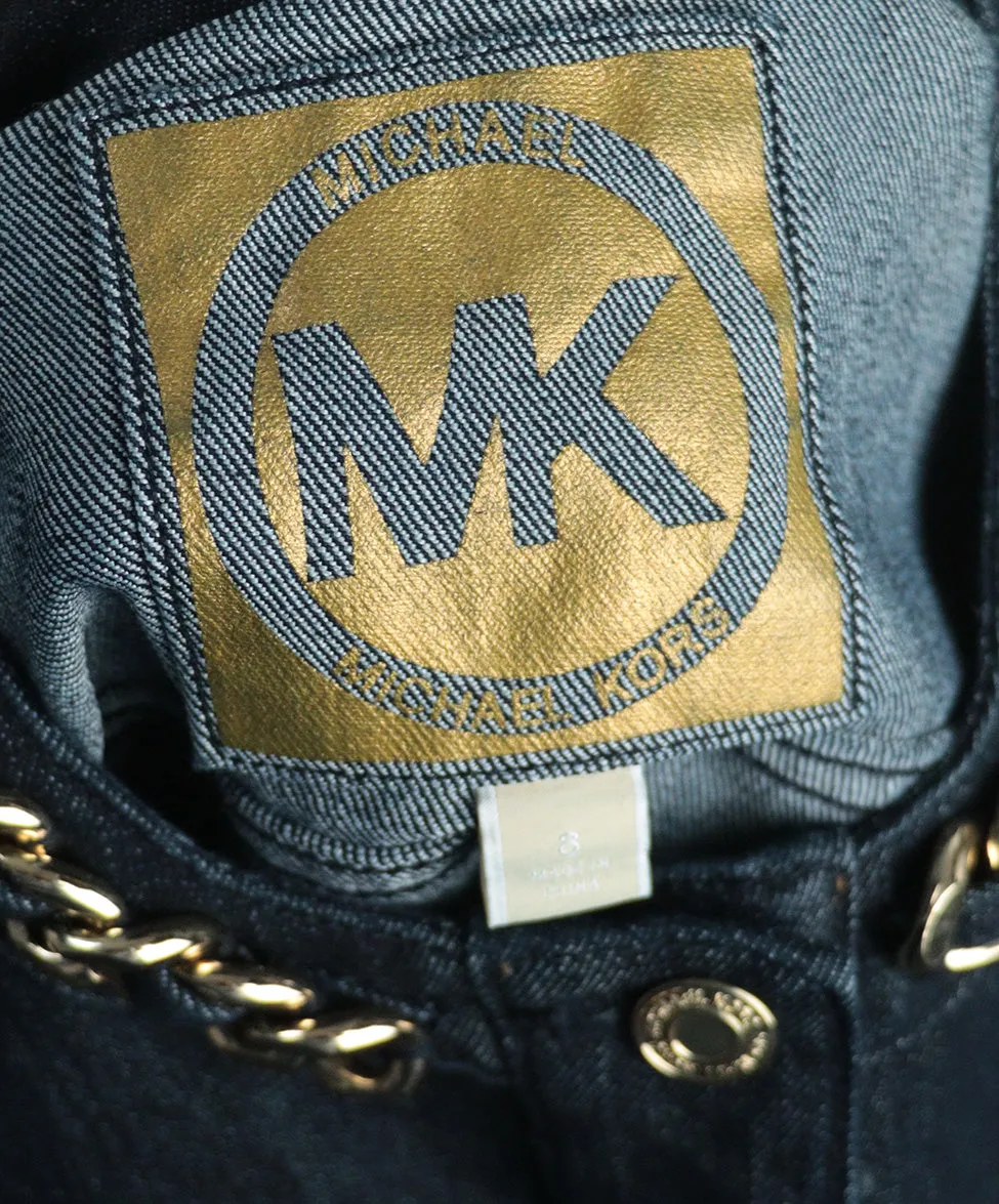 Michael Kors Denim Jacket w/ Gold Chain Trim sz 8