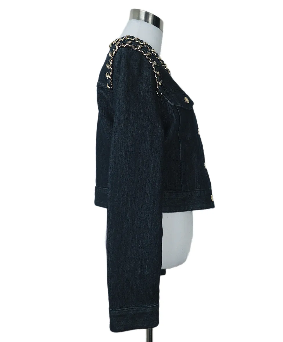 Michael Kors Denim Jacket w/ Gold Chain Trim sz 8