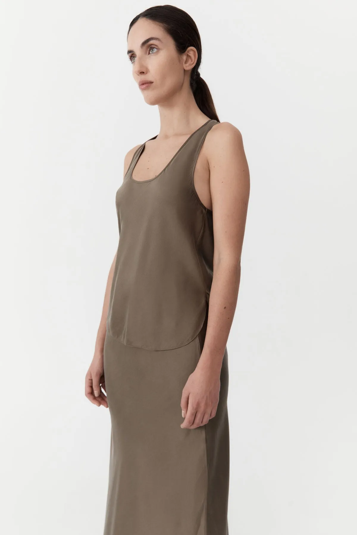 Racer Back Bias Tank - Kelp