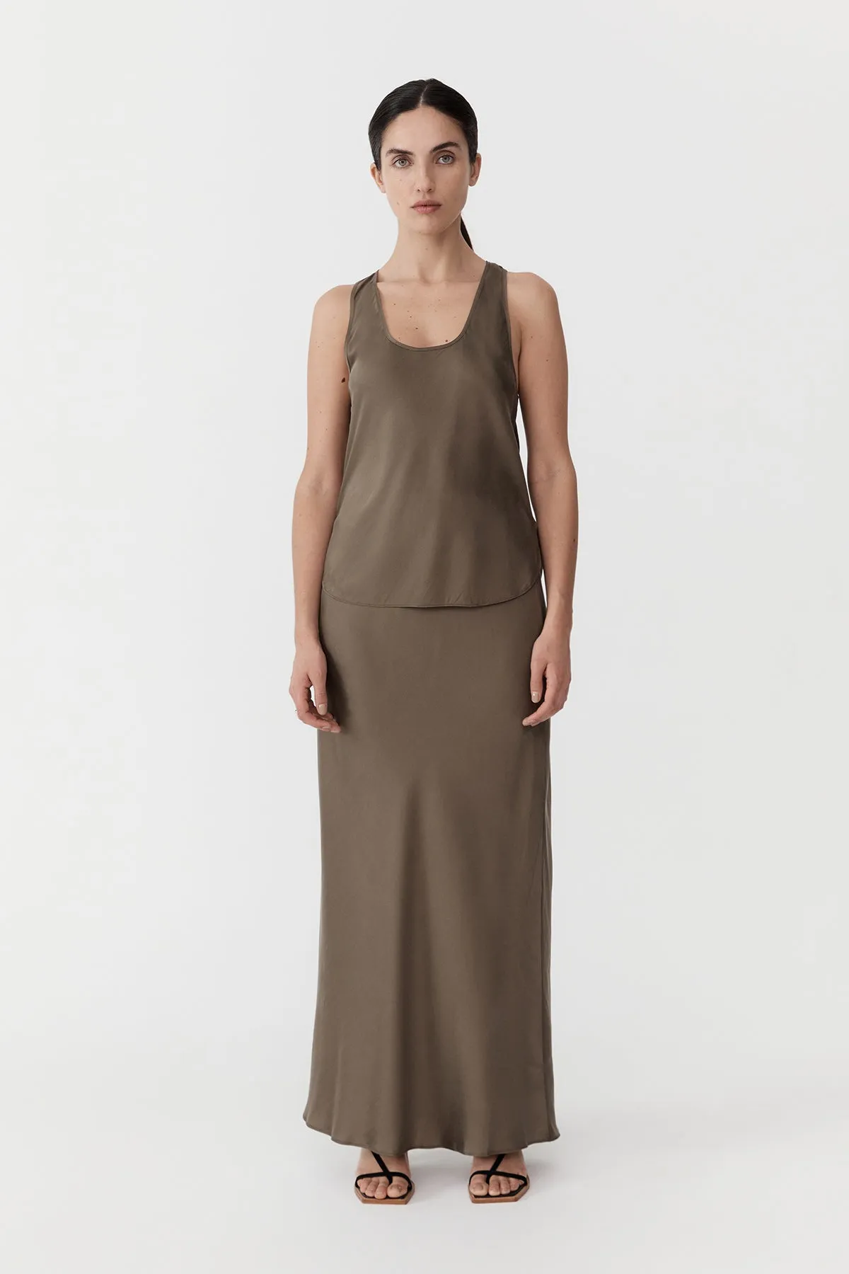 Racer Back Bias Tank - Kelp