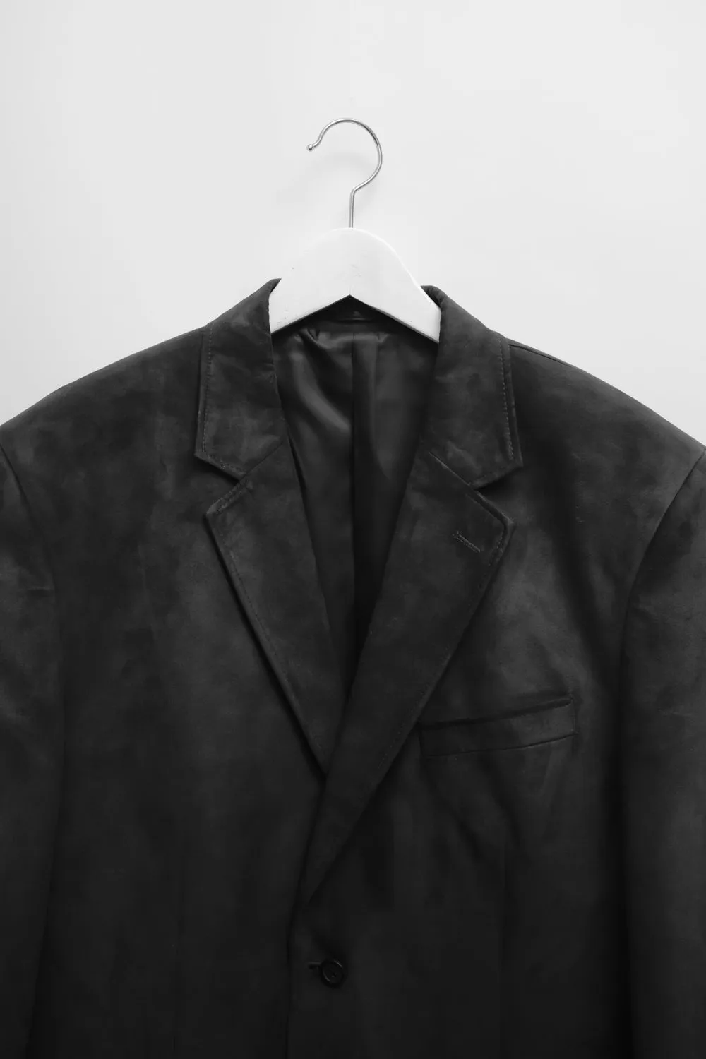 VINTAGE GREY VEGAN FAUX SUEDE BOXY BLAZER