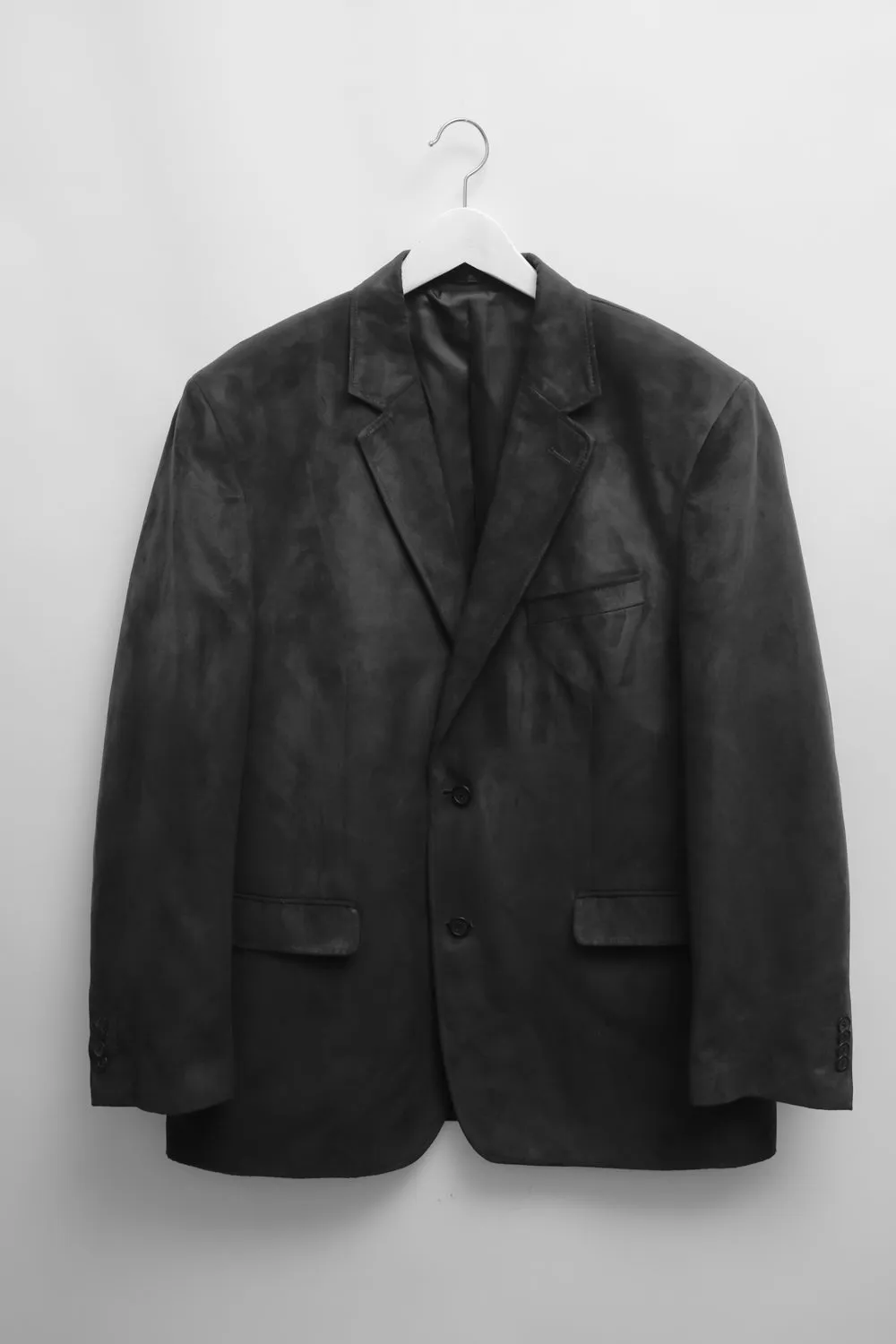 VINTAGE GREY VEGAN FAUX SUEDE BOXY BLAZER